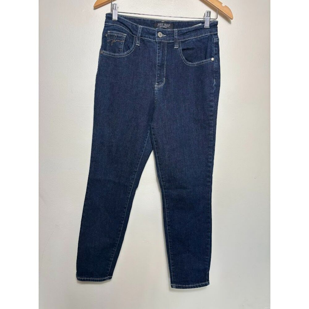 Judy Blue Jeans Women's size 7/28 Blue Mom Jean Dark Wash Straight Leg EUC Denim - Picture 2 of 6